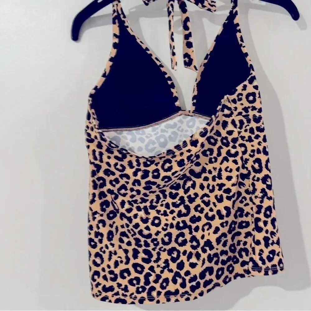 Salt + Cove Juniors' Animal-Print Halter Tankini Top Halterkini Top Bottoms M